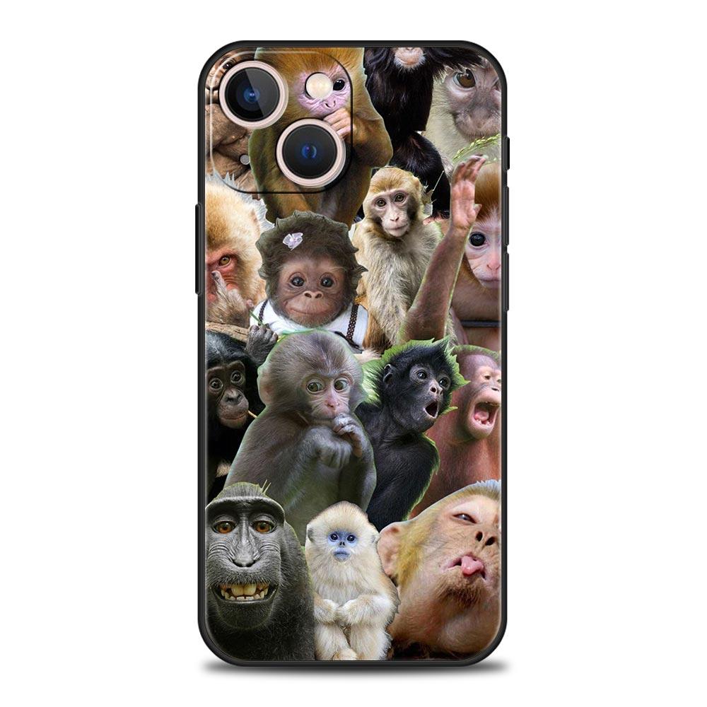 Милый забавный чехол-обезьянка для iPhone 17 16E 15 16 14 13 12 11 Pro Max 7 8 Plus Мягкая задняя крышка из ТПУ