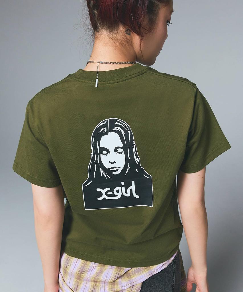 Casual FACE TEE OLIVE X-girl S/S Women's