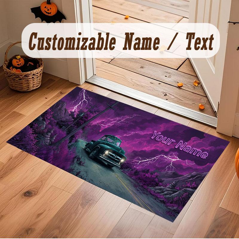 Cute Food Theme Crystal Velvet Floor Rug Personalized Custom Name Text Warm Carpet Home Decoration