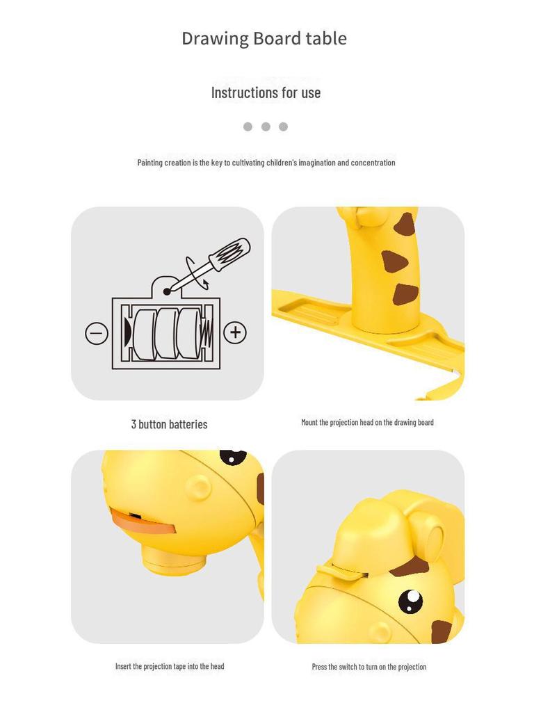 Multifunctional Deer Projector Drawing Table with Sound & Light - Children's Graffiti & Writing Board Toy