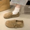 Fashion Casual Shoes Retro Leather Mule Clogs Slippers Outdoor Soft Cork Belt Buckle Slides Flat Shoes for Women 2025