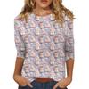 Женская модная повседневная футболка с рукавом три четверти и рождественским принтом, с круглым вырезом