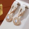 Изысканные модные висячие серьги золотого цвета с блестящим цирконием для женщин, винтажные круглые полые серьги с цветком, модные ювелирные изделия