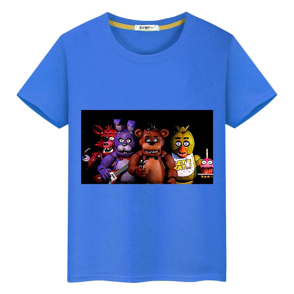 Футболка из 100% хлопка Bear Rabbit Game Kawaii, повседневные футболки с аниме для мальчиков y2k, цельные короткие топы с принтом FNAF, летняя детская одежда для девочек