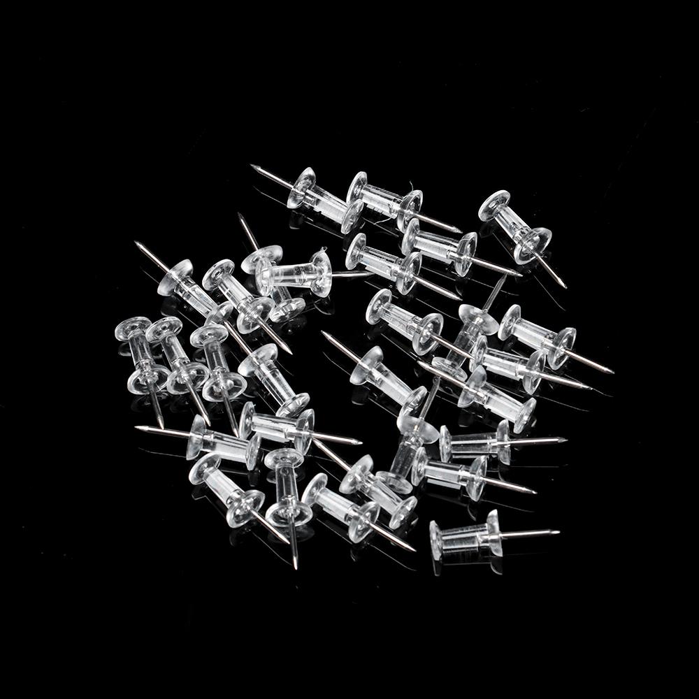 100 Pcs Durable Plastic Buttons Pins Clear Push Pins Stationery Supplies Drawing Pins Push Pins