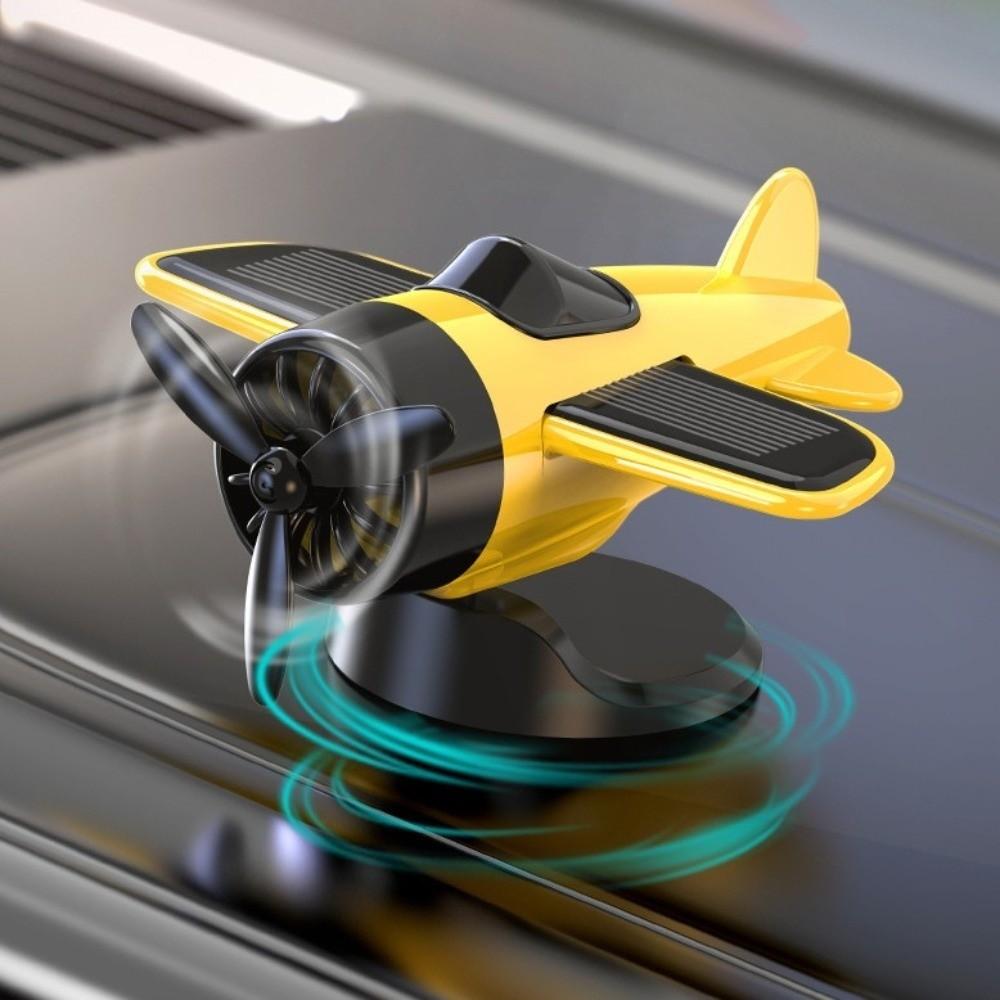 360° Rotary Car Center Console Decorations Solar Powered Aircraft Ornaments  Desktop Ornament