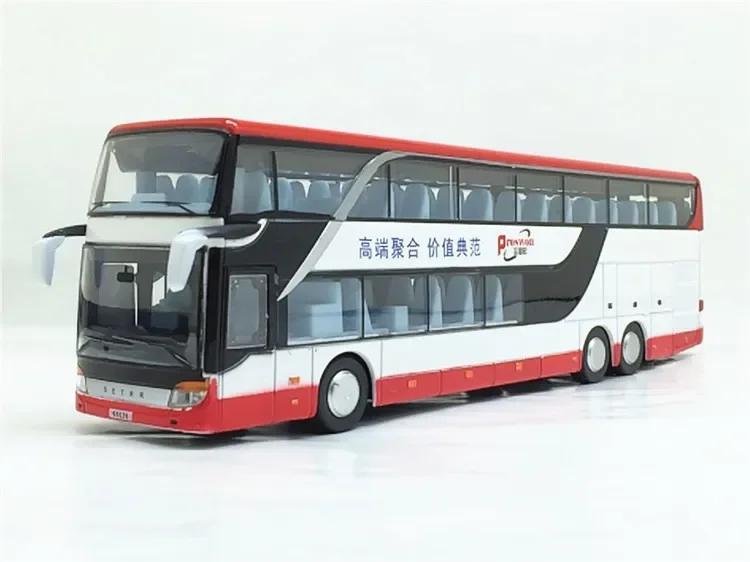 1:32 High Quality Alloy Business Bus Model Metal Diecasts Simulation Luxury Double Sightseeing Bus Pull Back Car Toys For Kids