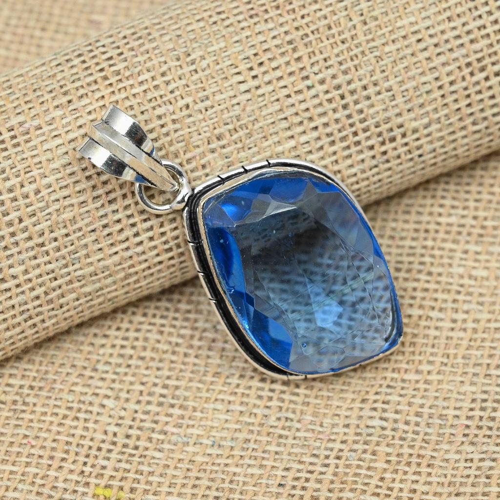 Танзанит Драгоценный камень Твердый стерлинговый серебристый стерлинговый серебристый 925 Подвеска ручной работы Юбилейный подарок