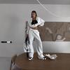 Womens 2-Piece Tracksuit Set Zip-Up Hoodie Drawstring Pants Casual Streetwear Sports
