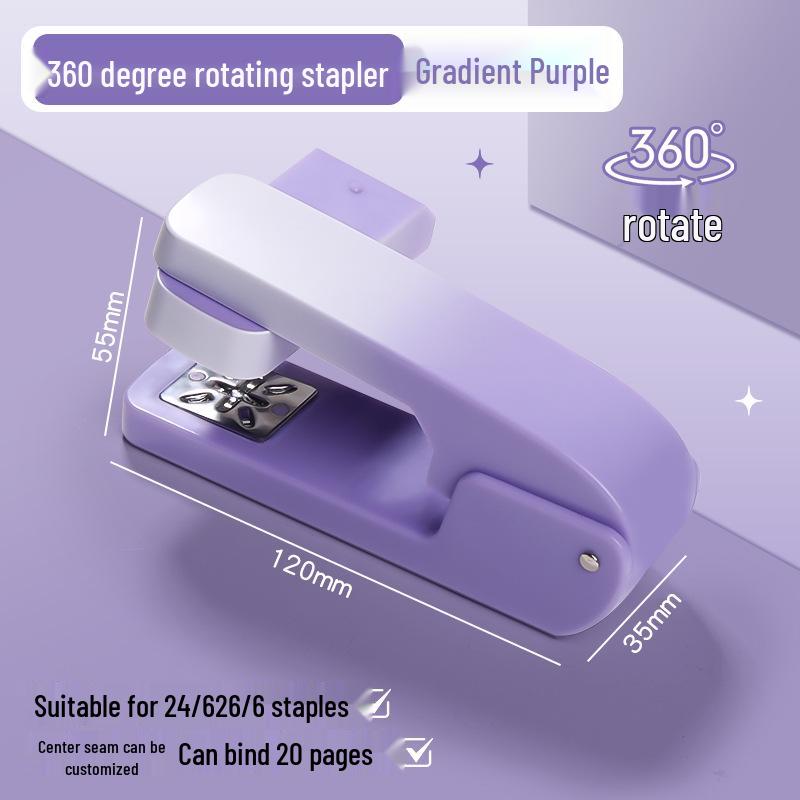 Stylish 360° Rotating 12-Gauge Labor-Saving Stapler for Office & Student Use