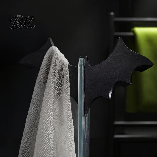 Easy Assembly Glass Hanger 3D Printed Bat Hook for Shower Door, No Drill Snap Creative Storage on Clip Hanger, Gothic Bathroom Towel Loofah