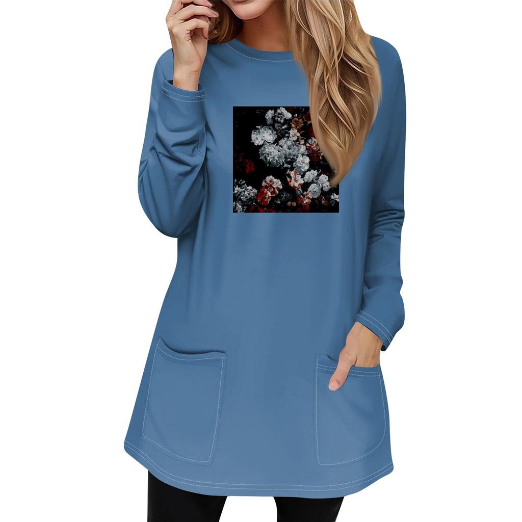 Women's Sweatshirt Pullover Active Sportswear Pocket Print Casual Round Neck Long Sleeve Top