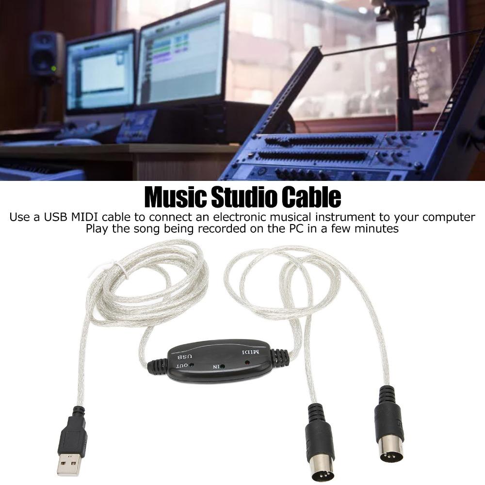 Plug and Play 16 Channels PC to Synthesizer 2 in 1 MIDI Cord Adapter  for Music Studio