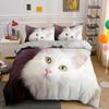 3D Cat Duvet Cover Set Twin Queen King Size Cute Animal Luxury Polyester Bedding Set For Kids Girls Adults Gift With PillowCase