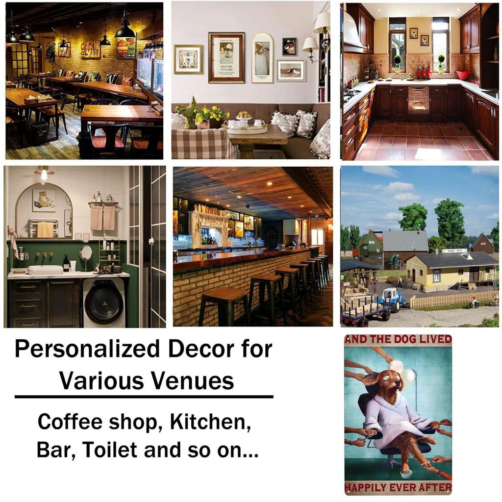 Dog Salon Vintage Wall Metal Sign, Dog Grooming Salon Sign Farmhouse Country Kitchen Home Garden Wall Decor Art 8x12 Inch