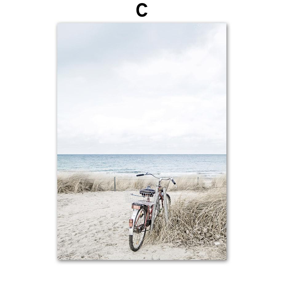 Summer Sea Ocean Beach Landscape Nature Wall Art Canvas - Modern Simple Nordic Style Bedroom Poster Print