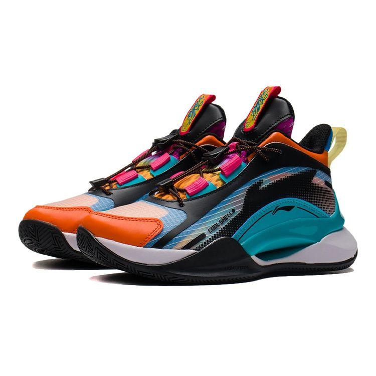 Баскетбольные кроссовки Li Ning Youth Team 2.0 с противоскользящими амортизирующими свойствами, прочные, средней высоты, детские баскетбольные кроссовки черного и оранжевого цветов YKBS016-1