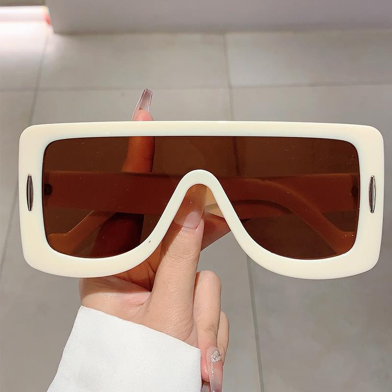 Солнцезащитные очки Flat Top Vintage в большой оправе для женщин и мужчин, дизайнерские очки класса люкс, в стиле панк, с заклепками, хип-хоп.