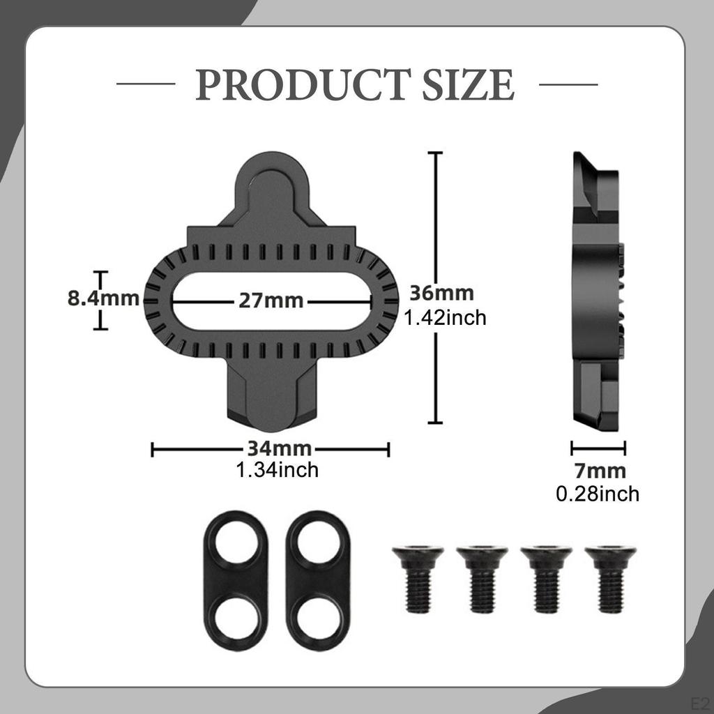 2 Pieces Bicycle Cleat Set Shoes Click Pedals 304 Stainless Steel Shoe Plates for