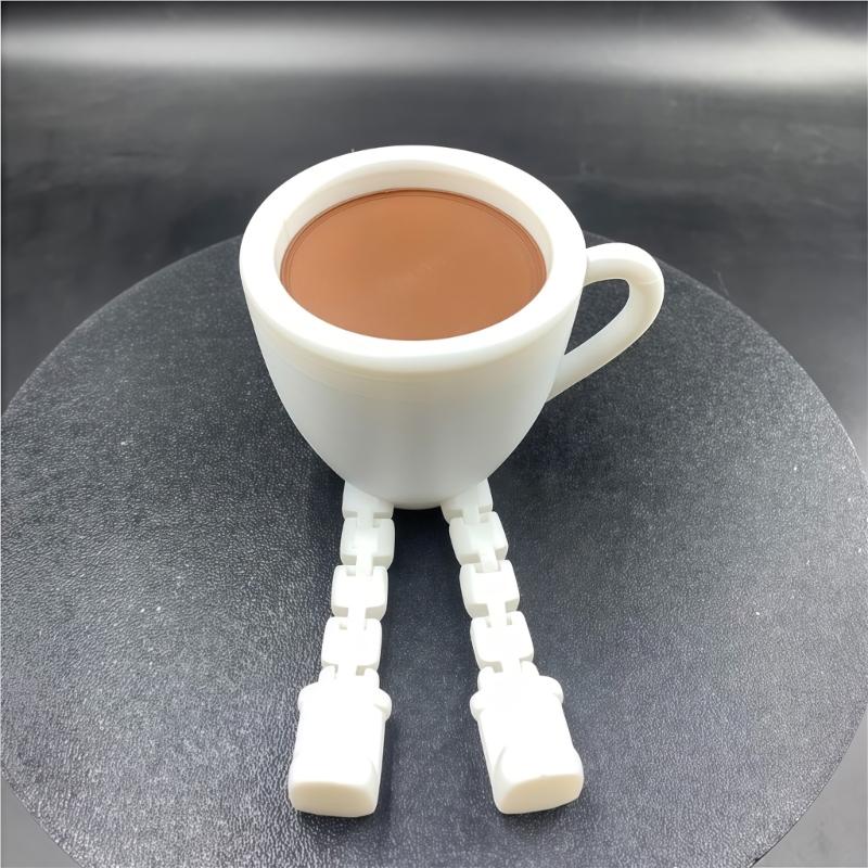 3D-печатные фигурки кофейных зерен/чашек с подвижными ножками, игрушка-фиджет, украшение для дома, офиса, рабочего стола, подарок