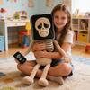 Skeleton Playing Phone Plush Toy Cute Skull Doll with Mobile Phone Soft Stuffed Animal Funny