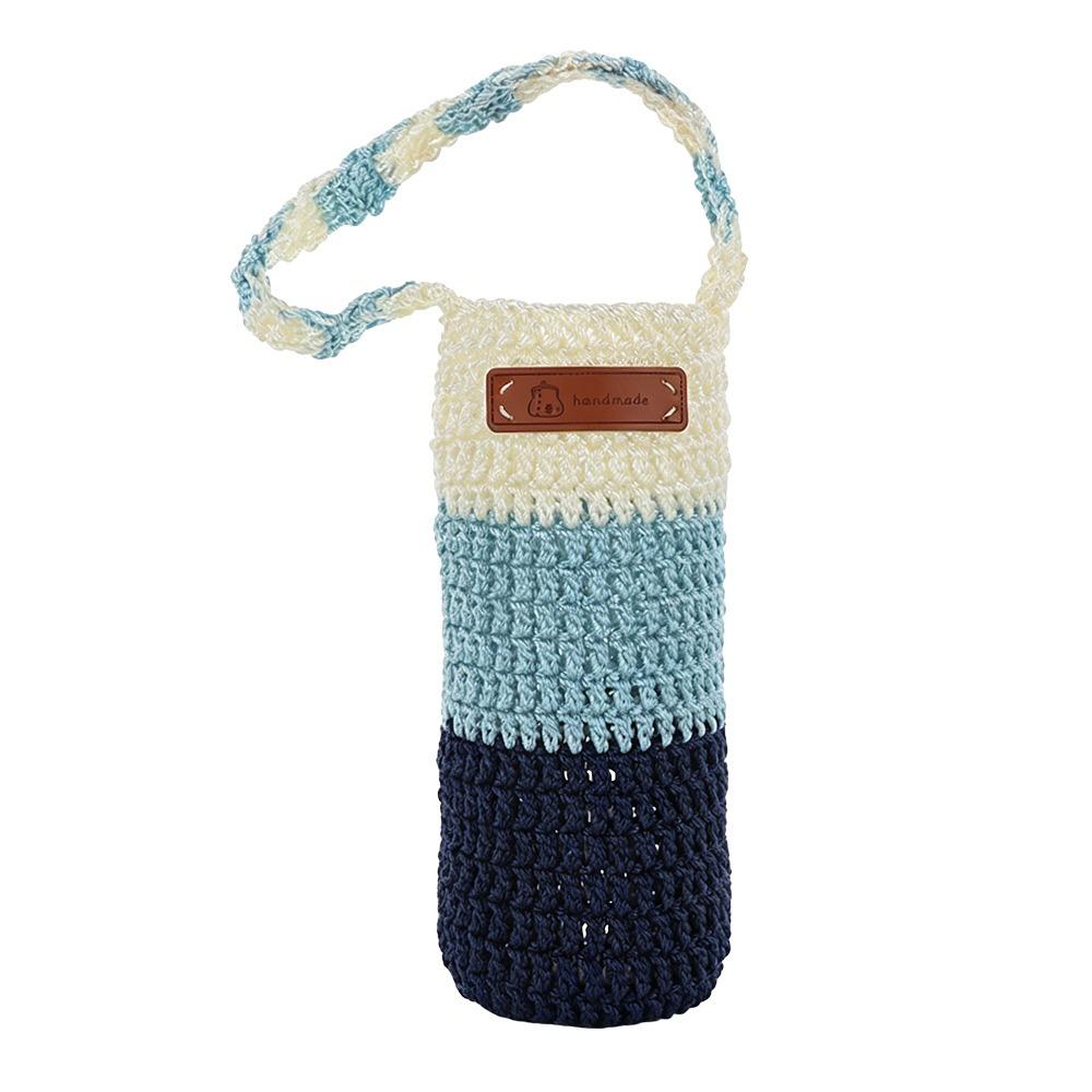 New Handmade Water Bottle Cover Crochet Hollow Vacuum Cup Pouch Portable Bottle Carrier for Hiking Cycling