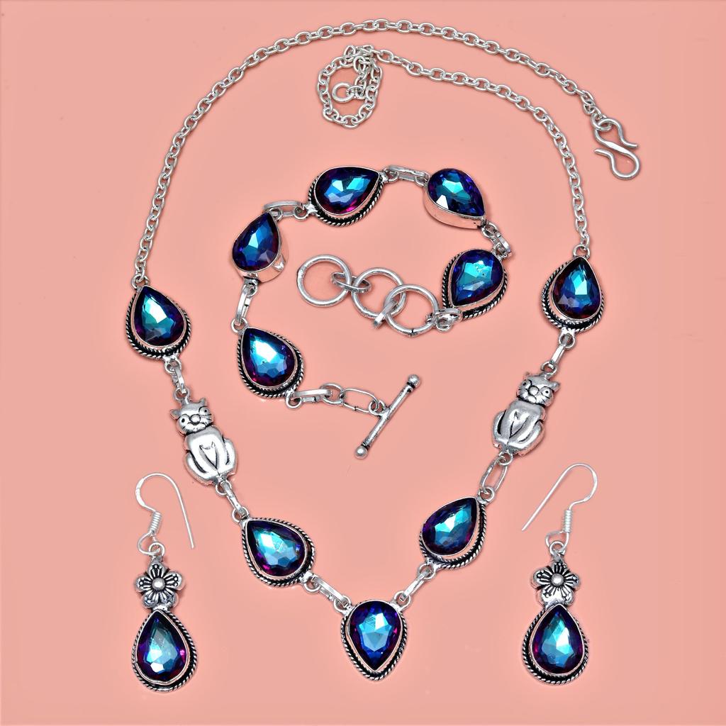 Mystic Topaz Titanium Handmade For Auntique Jewelry Set 18-20''