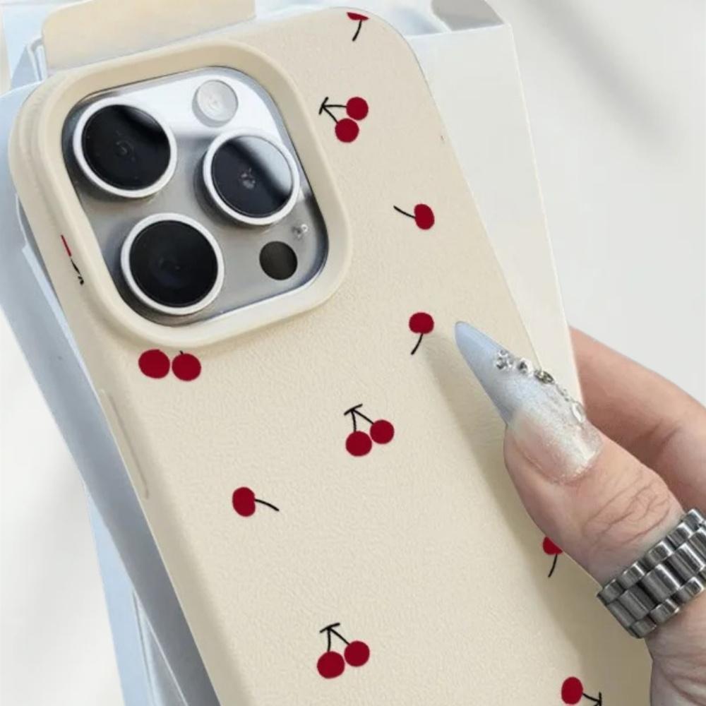 Простой чехол для телефона с узором из вишен, подходит для iPhone 17 16 15 14 13 12 11 Pro/Max/Plus, противоударная задняя крышка