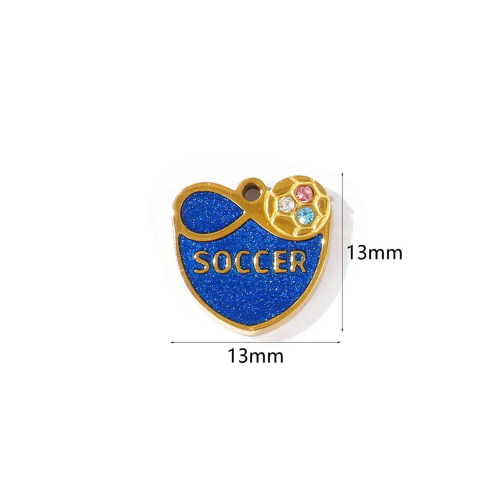 2pcs Stainless Steel Sport Charms 18K Gold Plated Round Football Multicolor Enamel Pendant DIY Necklace Earring Jewelry Findings