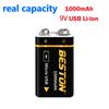 New 9V 1000mAh USB Li-ion Rechargeable Battery 6F22 for Multimeter Microphone Toy Remote Control Smoke Detector