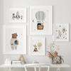 Boho Cartoon Bear Panda Mouse Balloon Plane Posters Art Prints Canvas Painting Wall Pictures For Baby Kids Room Home Decoration