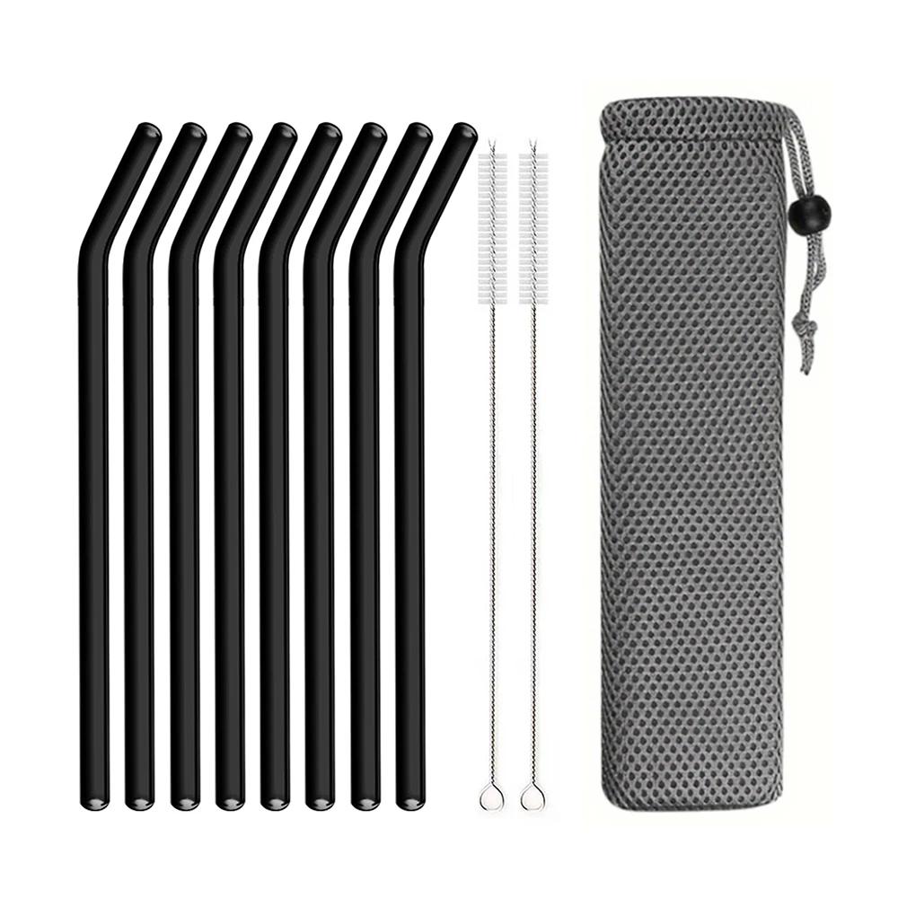 200*8 мм многоразовый стеклянный набор соломинок из боросиликатного стекла для коктейлей соломка здоровая экологически чистая питьевая соломинка с прозрачной кисточкой