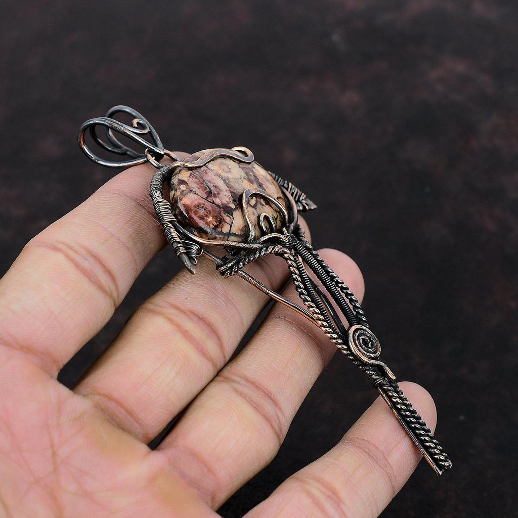 Подвеска из яшмы «птичий глаз», медная проволочная обертка, ювелирные изделия из яшмы «птичий глаз», оригинальная подвеска из драгоценных камней ручной работы, медные ювелирные изделия в подарок для нее