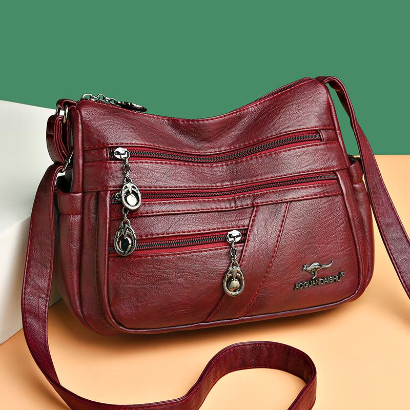 2025 Сумка из мягкой кожи для женщин - Стильная, простая сумка кроссбоди и на плечо для женщин среднего возраста