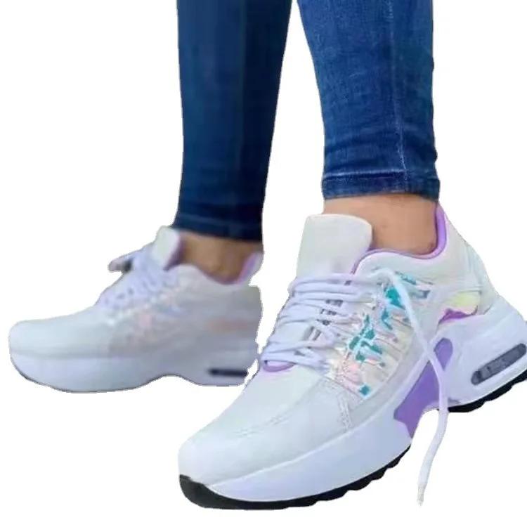 Модные женские кроссовки на вулканизированной платформе, повседневные женские туфли на плоской подошве, сетчатые дышащие кроссовки для бега и ходьбы, массивные летние спортивные туфли