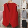 Women Vest Single-breasted Solid Color Sleeveless V Neck Slim Fit Formal Business Style Cardigan Retro Office Wedding Banquet Waistcoat