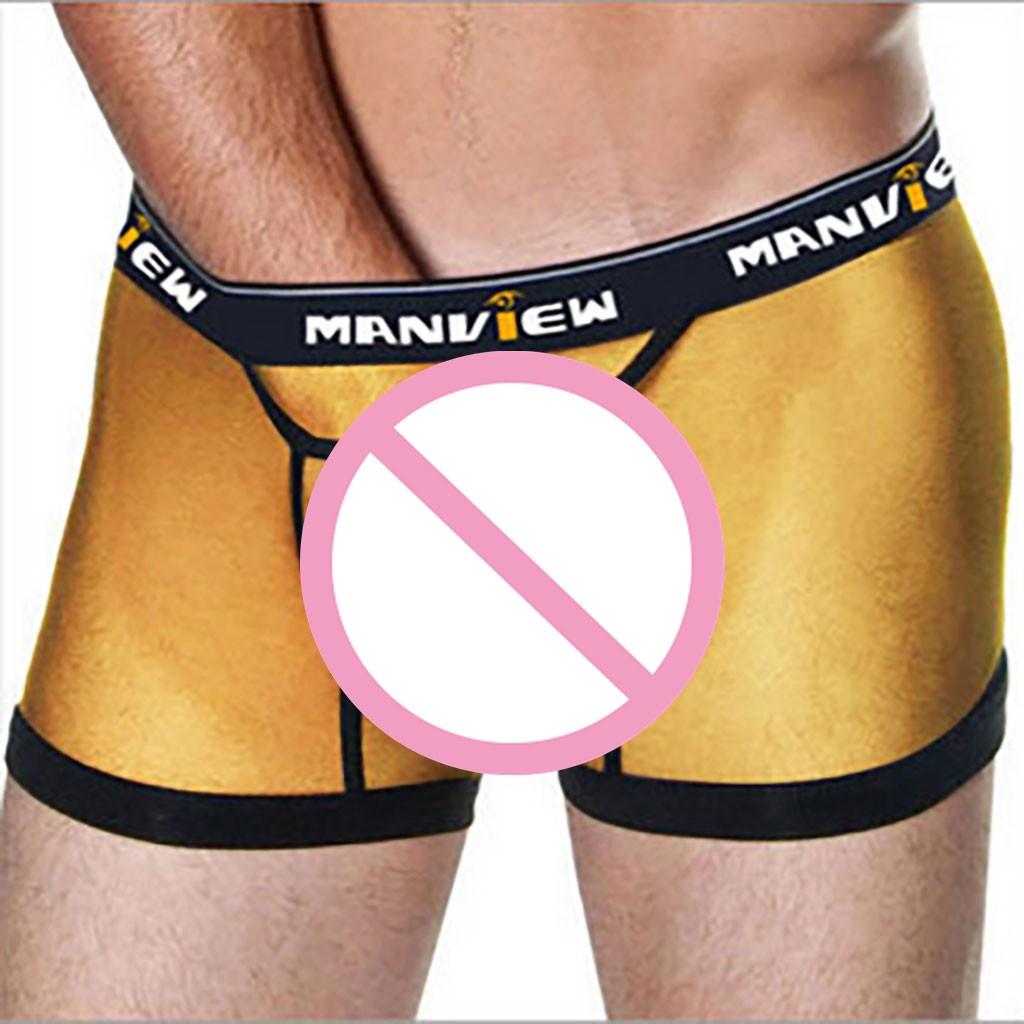 Мужское сексуальное нижнее белье, шорты с буквенным принтом, трусы с выпуклым мешочком