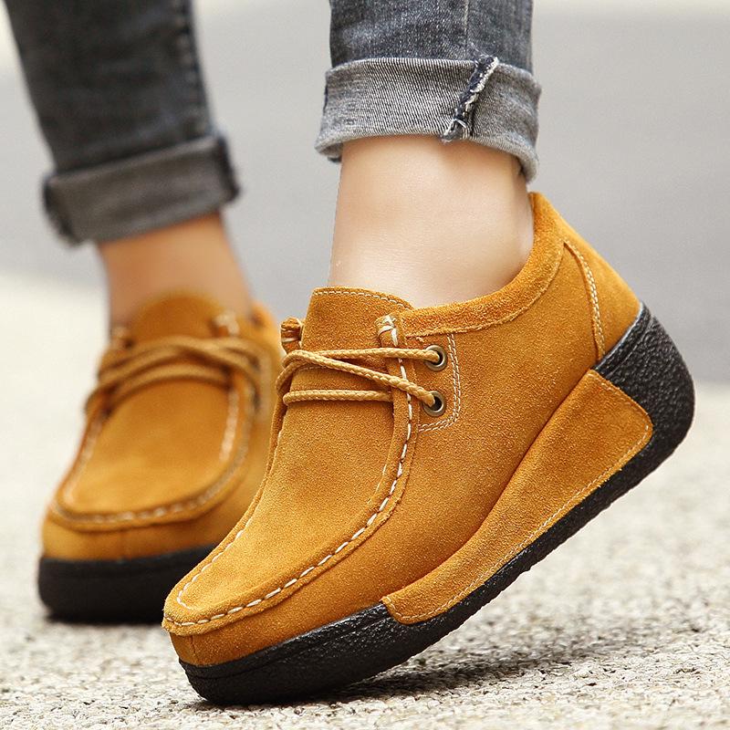 Женские туфли на танкетке из коровьей замши, модные макраме, туфли на платформе, элегантные туфли для мамы среднего возраста, слипоны