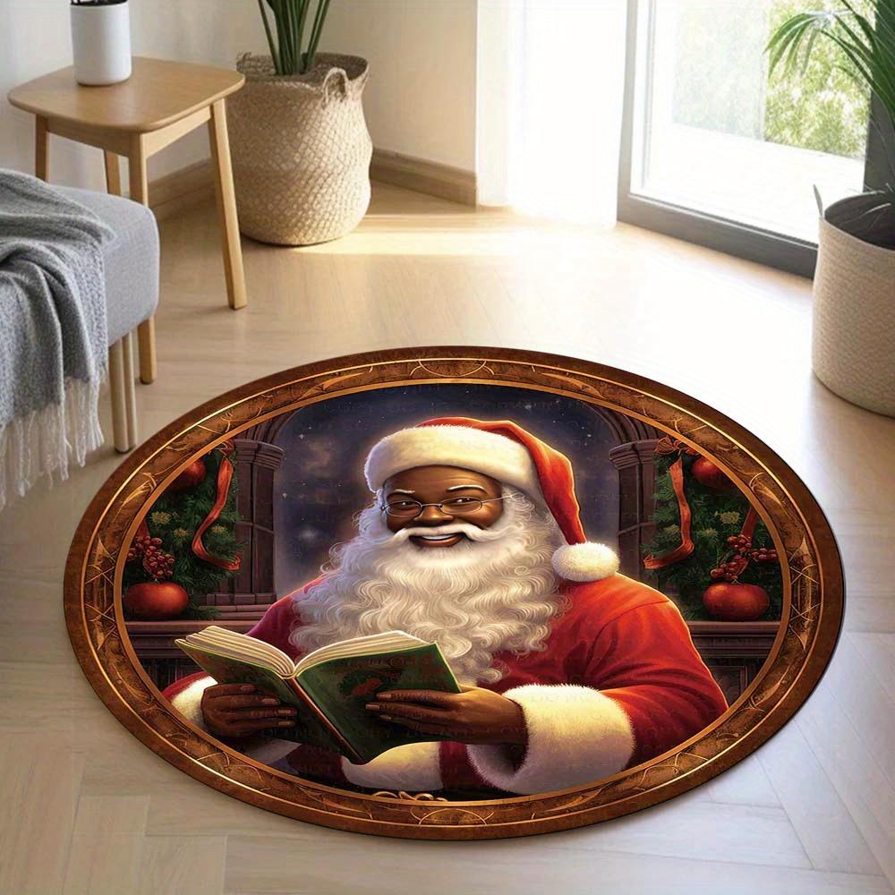 1 Piece Christmas Round Rug Suitable For Living Room Bedroom And Kitchen Home Decoration Room Decoration Gift For Friends And Family