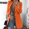 Plus Size S-5XL Long Sleeve Open Front Solid Color V-neck Loose Leisure Tops Blazers Women's Casual Oversized Long Blazer Cardigan Jackets Coat