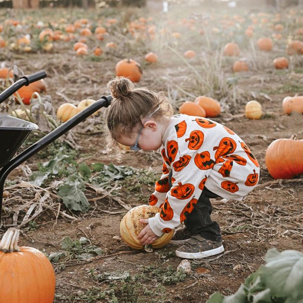 Рубашка с длинными рукавами и тыквой на Хэллоуин для маленьких мальчиков и девочек, верхняя одежда для детей 0-4 лет