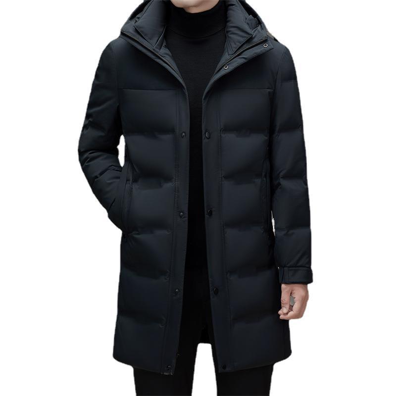 Men's Medium and Long New Warm and Middle-aged Hooded Winter Down Jacket