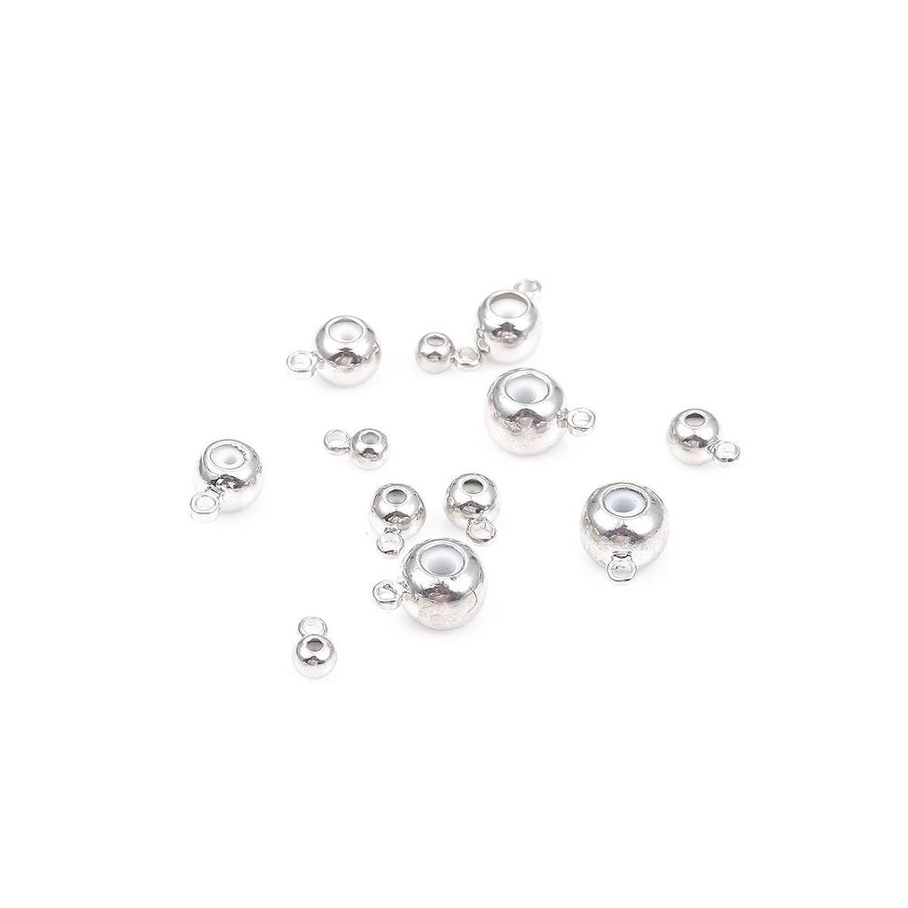10 шт., бусины-слайдеры из нержавеющей стали, круглые бусины с резиновой прокладкой для изготовления ювелирных изделий, аксессуары