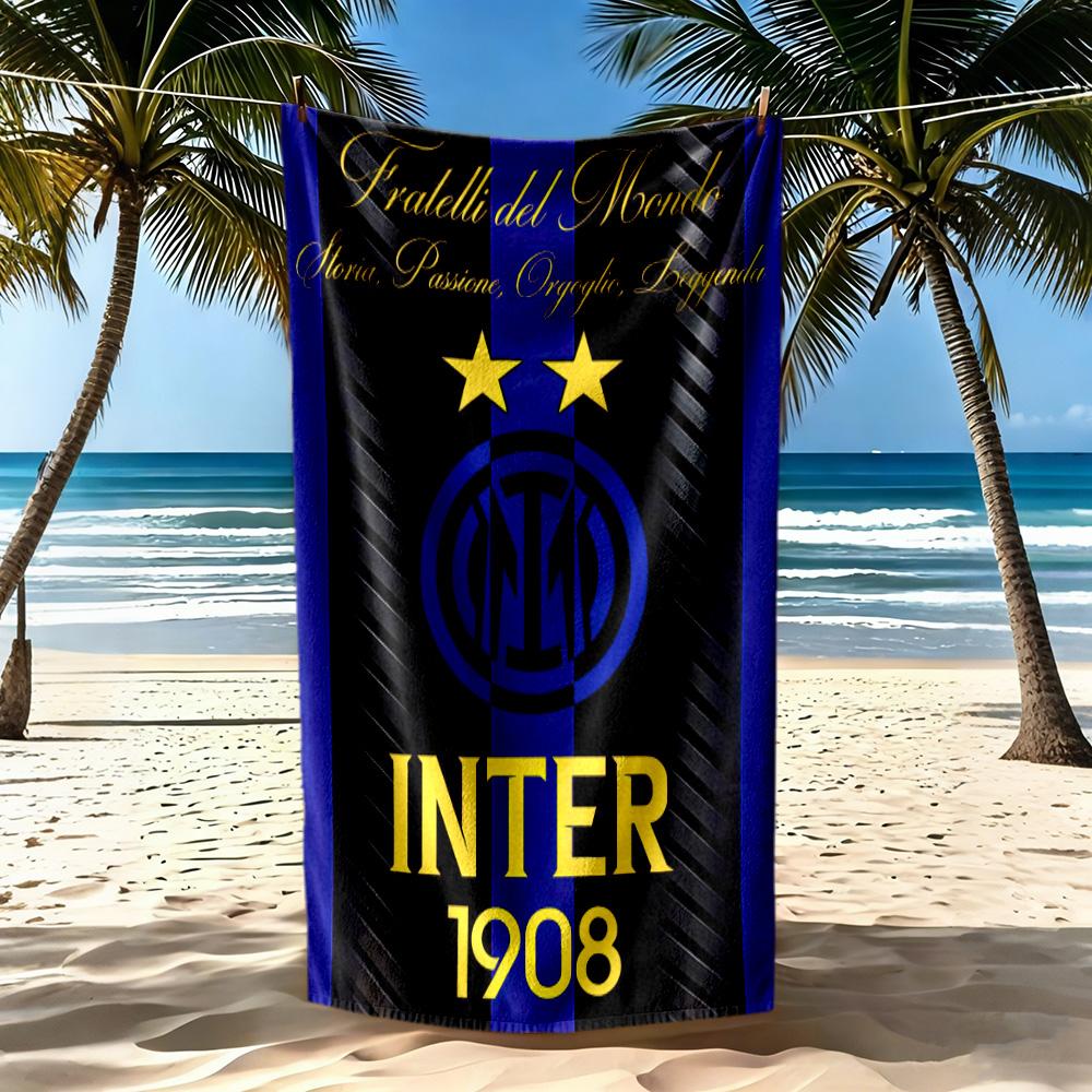 Inter Milan Beach Towel Super Soft Microfiber Quickdry Fabric Comfortable Lightweight