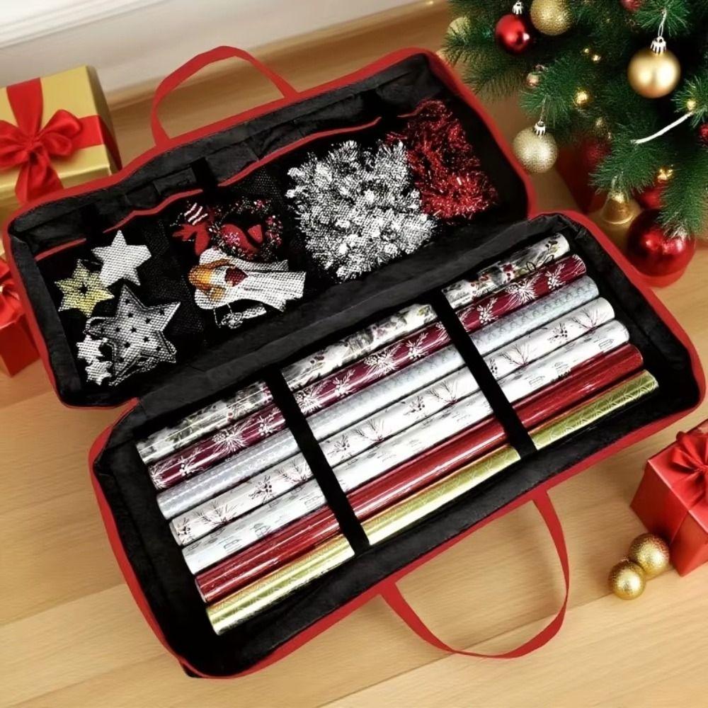 Large Capacity Christmas Wrapping Paper Storage Bag Non-woven Fabric Dustproof Household Storage Bags Reusable Multipurpose
