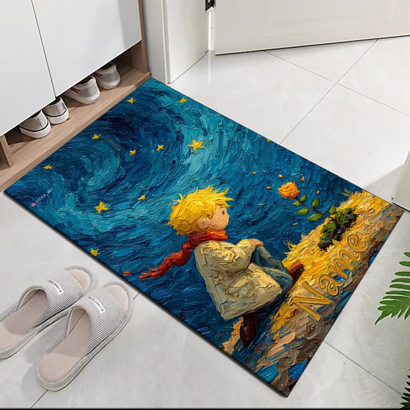 Custom Name Little Prince Printed Carpet Rug For Office Chair Living Room Bedroom Kitchen Room Decor Gifts