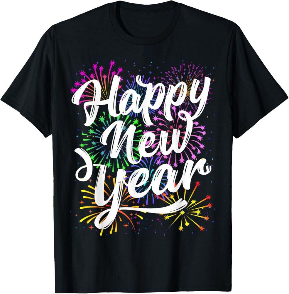С Новым Годом 2025 Party Supplies Семейная Совместная Футболка с Фейерверками Унисекс Футболка