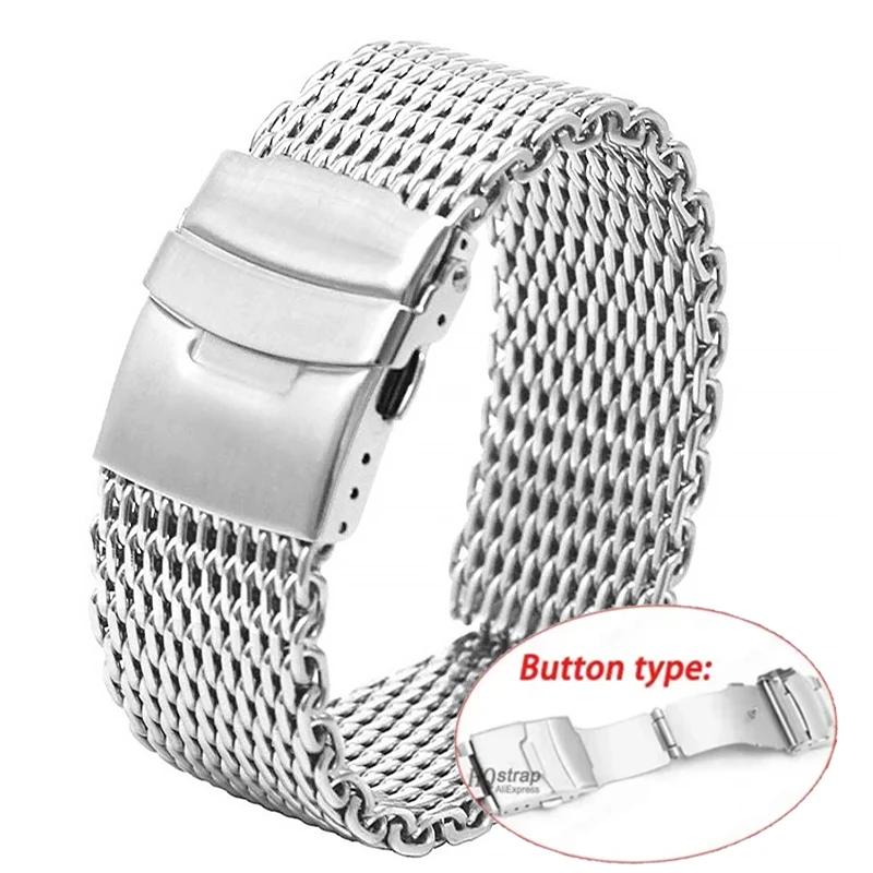Браслет из нержавеющей стали для Seiko Shark Mesh Роскошный миланский ремешок для Casio 18 20 22 24 мм Универсальный ремешок для Omega