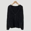 Korean Chic Retro V-Neck Faux Mink Fur Sweater Cardigan - Long-Sleeved, Loose-Fit Women's Knitwear