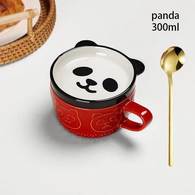 Japanese Cartoon Cat Coffee Mug With Animal Cat Pattern Lid Small Dish Cute Breakfast Cup Creative Coffee Cup Milk Cup Gift2026